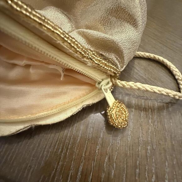 Magid Vintage Evening Bag Metallic Gold Exterior Beaded Cord Strap - Picture 8 of 8